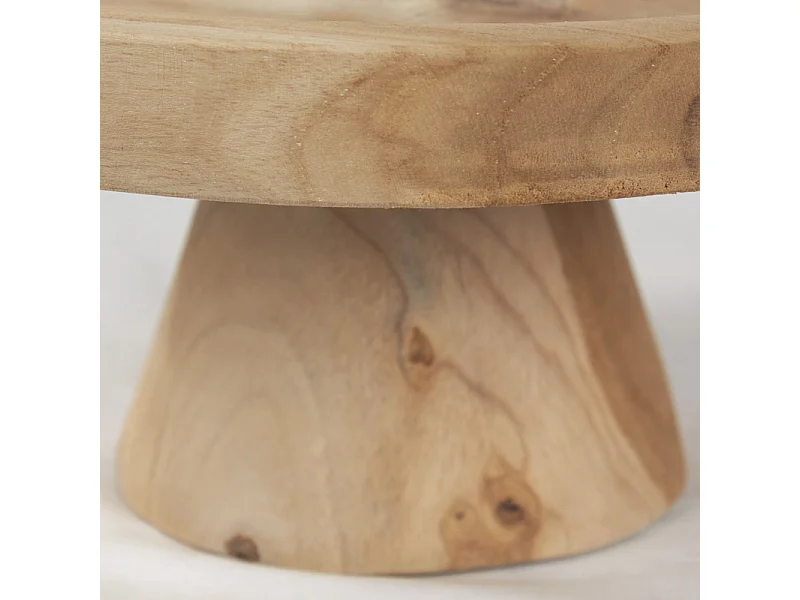 Plateau / Présentoir rond sur pied D. 27 cm en bois de teck - ALICE