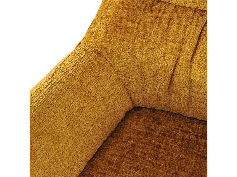 Lot 2 chaises repas en tissu microfibre moutarde pieds métal - ATLANTA