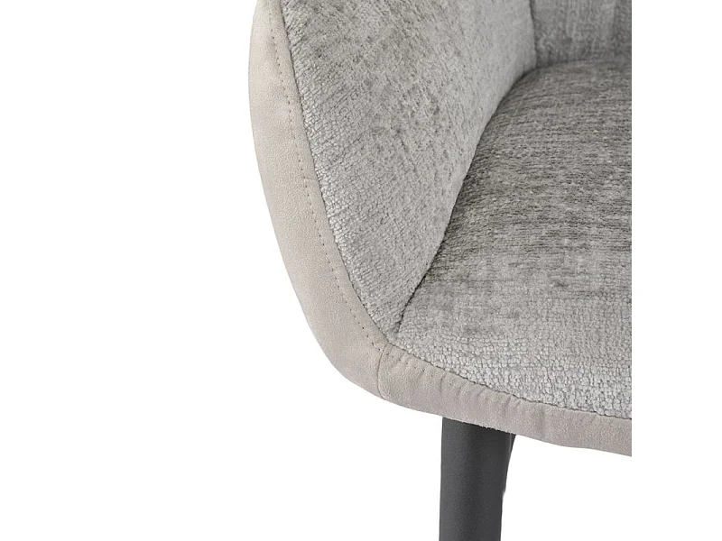 Lot 2 chaises repas tissu microfibre gris clair pieds métal - ATLANTA