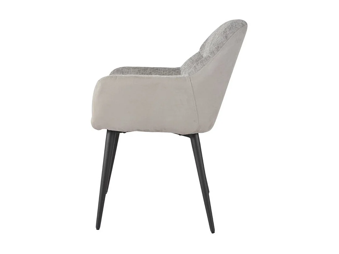 Lot 2 chaises repas tissu microfibre gris clair pieds métal - ATLANTA