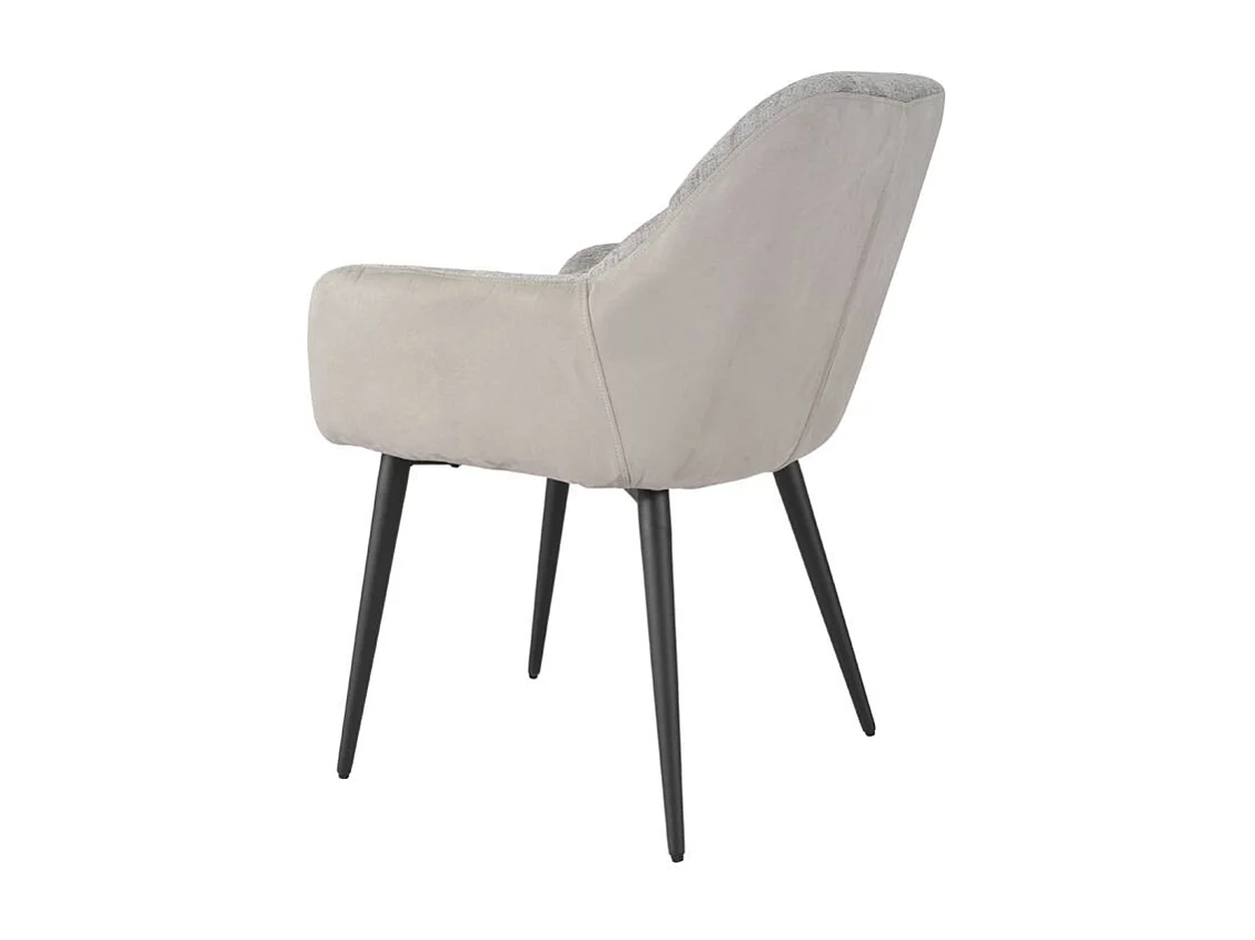 Lot 2 chaises repas tissu microfibre gris clair pieds métal - ATLANTA