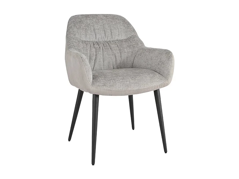 Chaise de repas tissu microfibre gris clair pieds métal noir - ATLANTA