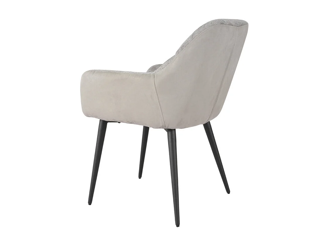 Chaise de repas tissu microfibre gris clair pieds métal noir - ATLANTA