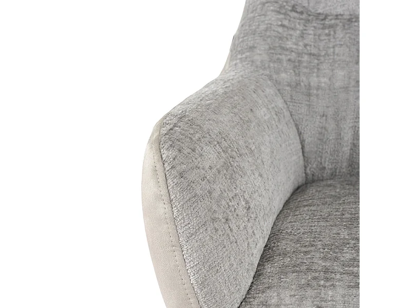 Chaise de repas tissu microfibre gris clair pieds métal noir - ATLANTA