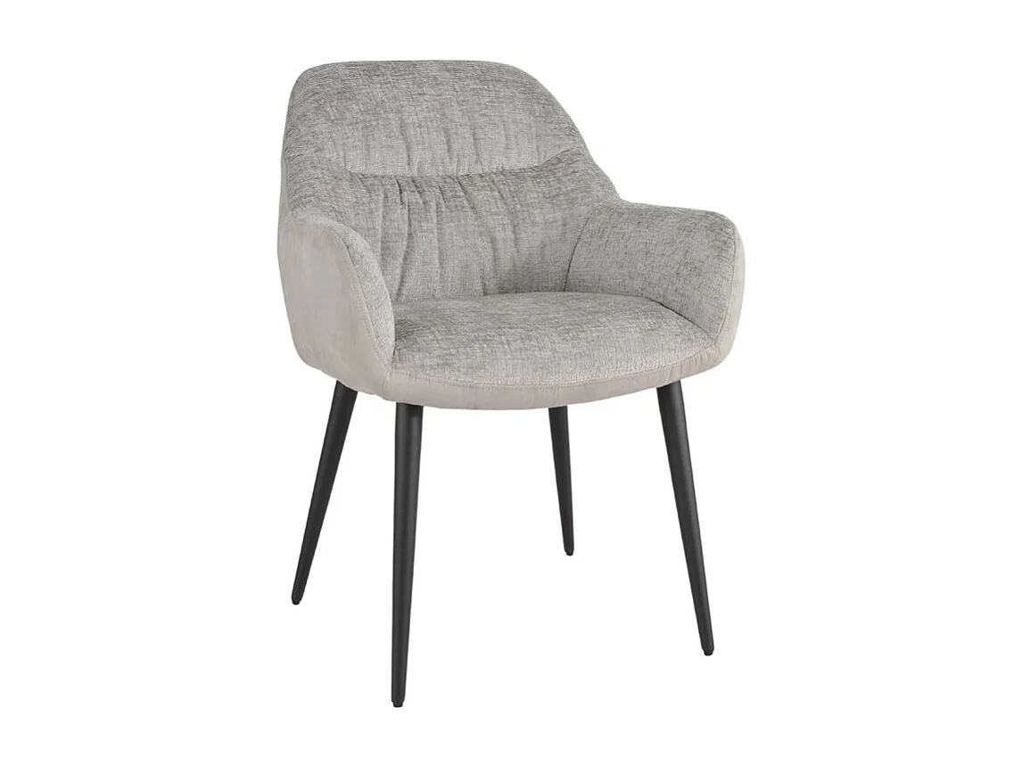 Chaise de repas tissu microfibre gris clair pieds métal noir - ATLANTA