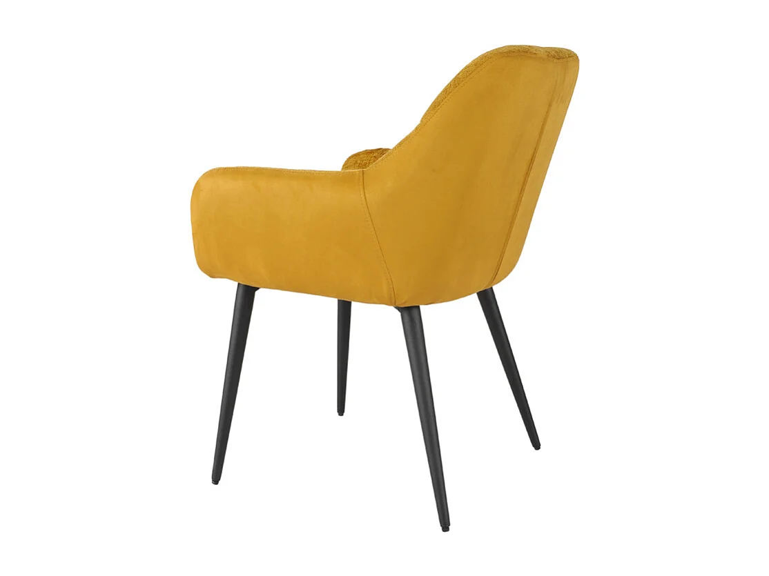 Chaise de repas tissu microfibre jaune moutarde pieds métal - ATLANTA
