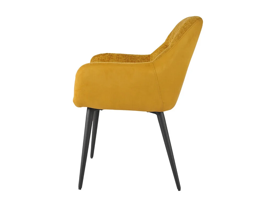 Chaise de repas tissu microfibre jaune moutarde pieds métal - ATLANTA