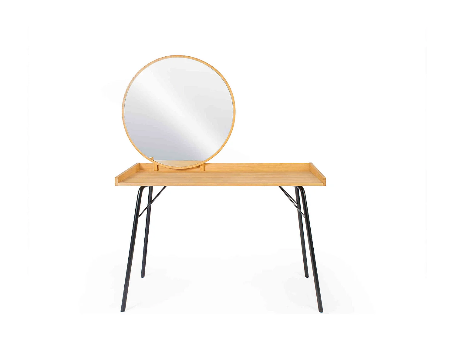 Coiffeuse avec miroir en bois imitation chêne - CF0061