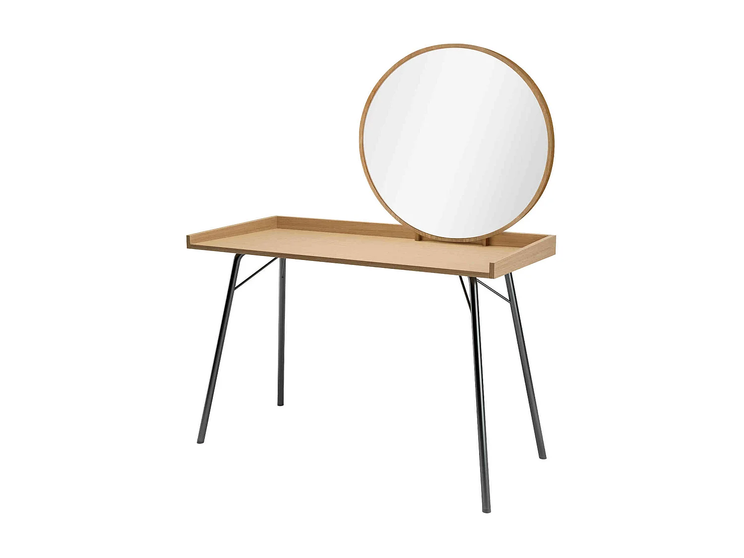 Coiffeuse avec miroir en bois imitation chêne - CF0061