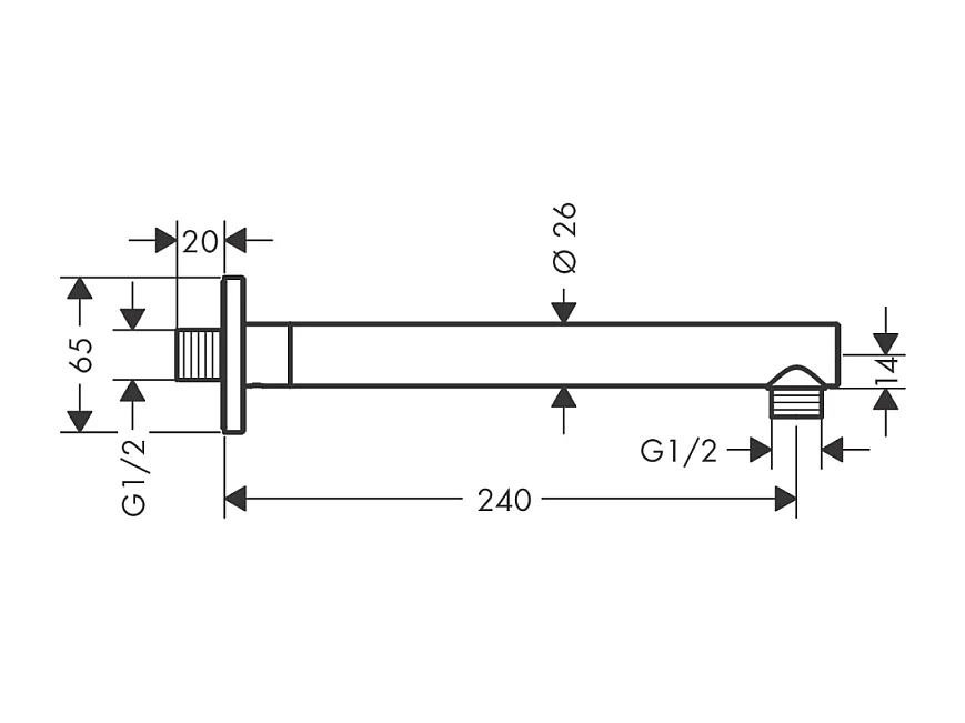 Bras de douche HANSGROHE Vernis Shape 24 cm Noir mat