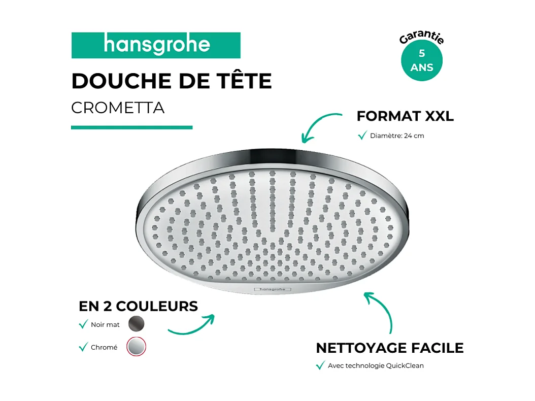 Douche de tête HANSGROHE Crometta S 240 EcoSmart Chromé