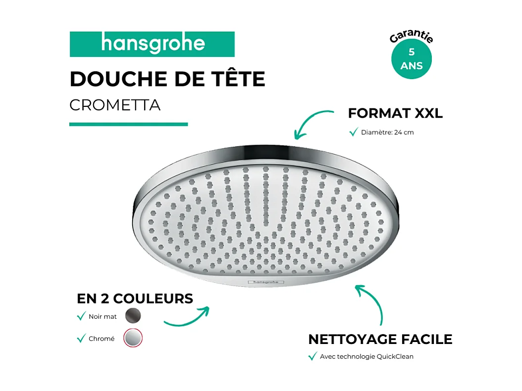 Douche de tête HANSGROHE Crometta S 240 EcoSmart Noir mat