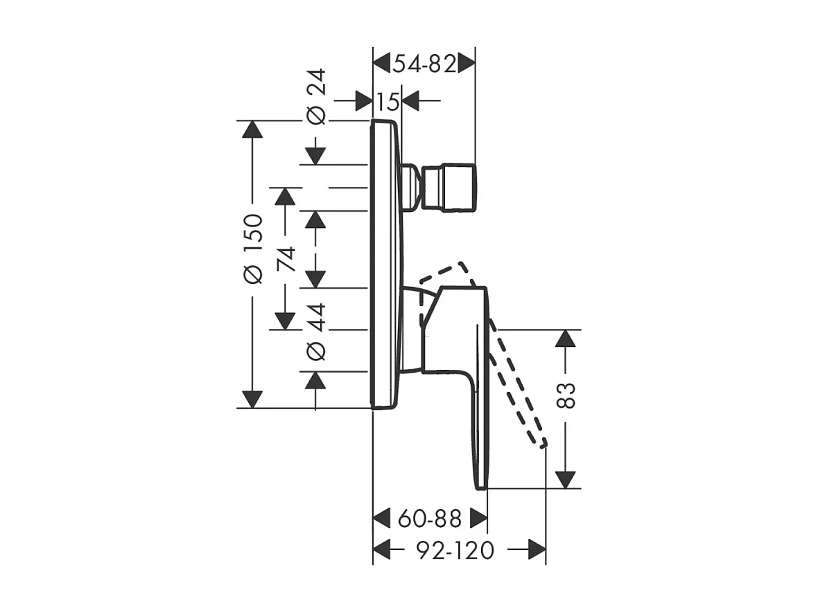Façade mitigeur mécanique encastré HANSGROHE Vernis Blend  Chromé