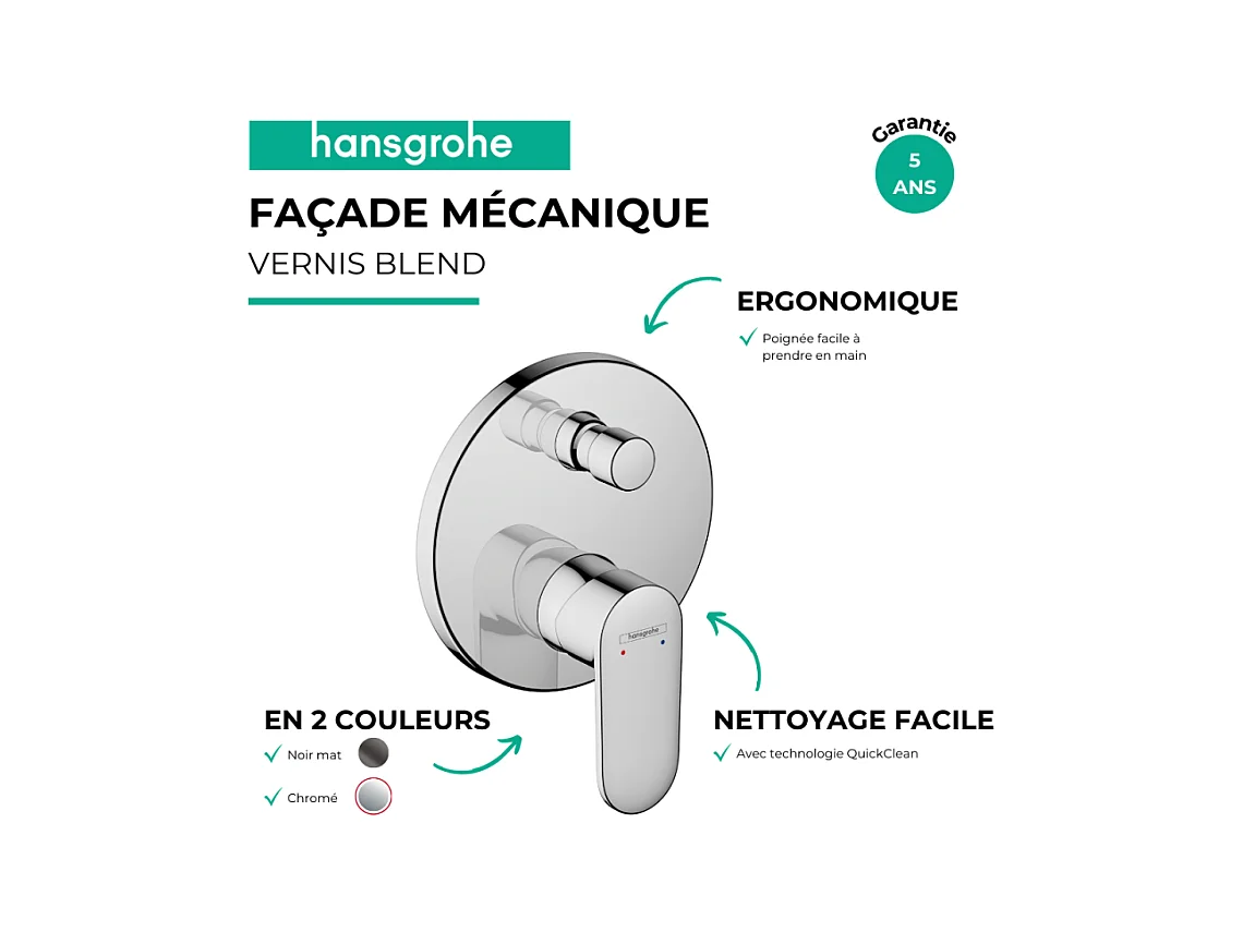 HANSGROHE Vernis Blend Chrome mezclador mecánico empotrado frontal