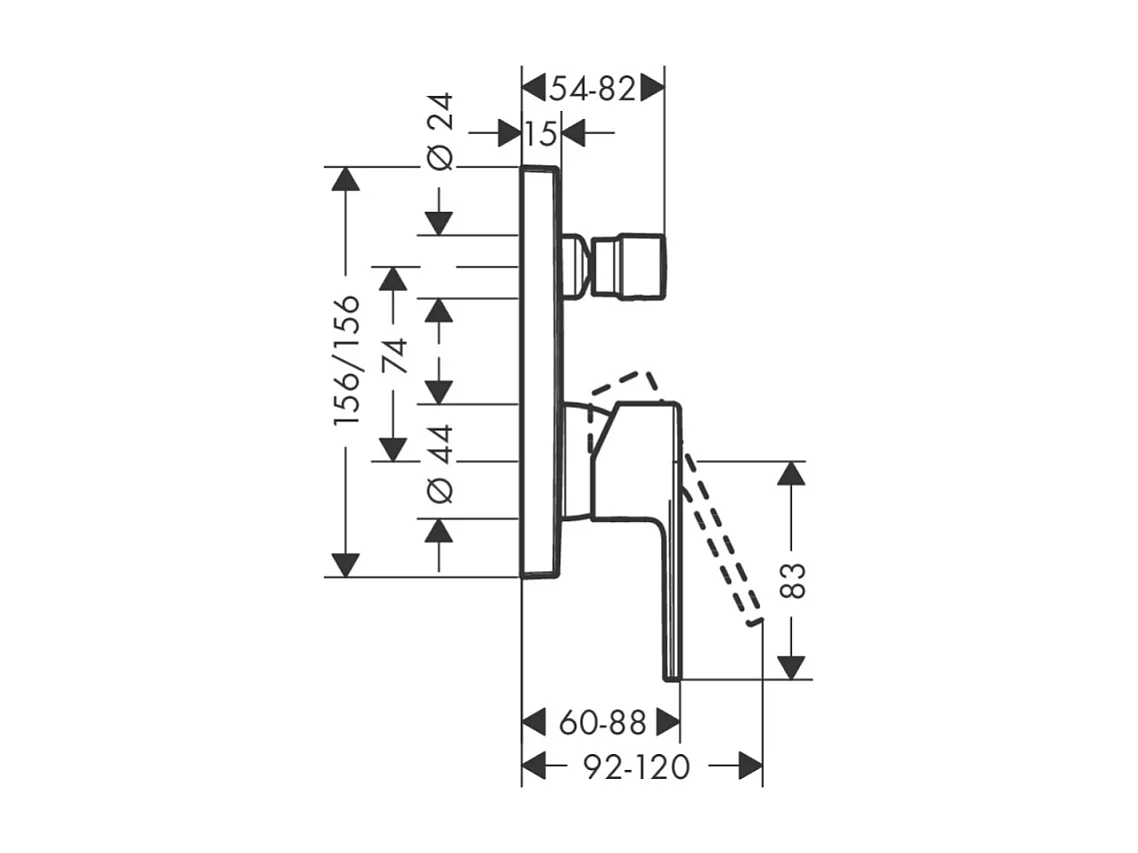 Façade mitigeur mécanique encastré HANSGROHE Vernis Shape Chromé