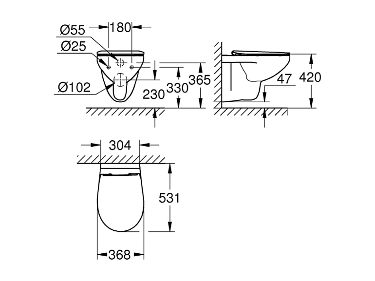 Pack WC sans bride Bau Ceramic Slim + abattant + Bati support autoportant + Plaque commande ovale blanc