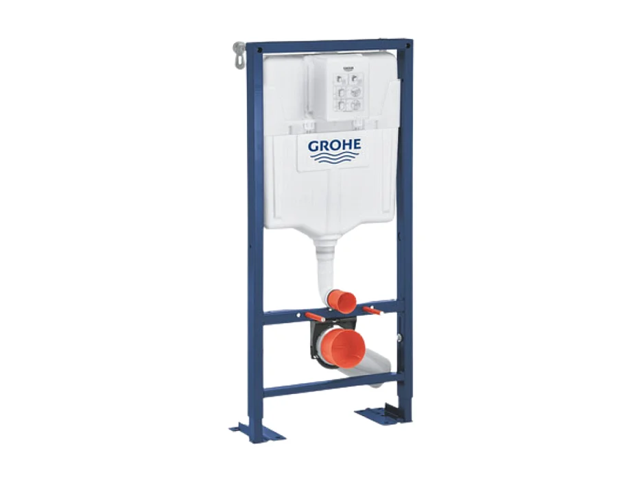 Pack WC sans bride Bau Ceramic Slim + abattant + Bati support autoportant + Plaque commande ovale blanc