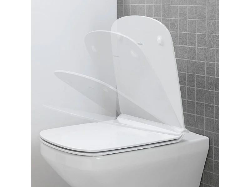 Pack WC suspendu sans bride DURAVIT Durastyle avec abattant frein de chute + bati support SIAMP + Plaque de commande blanche
