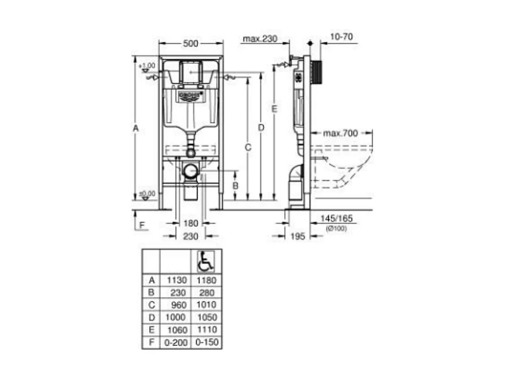 Pack WC sans bride Bau Ceramic Slim avec abattant + Bati support Solido + Plaque de commande carré blanc