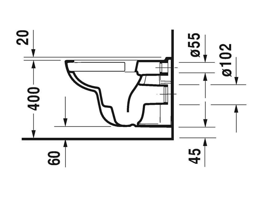 Pack WC suspendu sans bride DURAVIT D-code avec abattant frein de chute synthétique + bati support SIAMP + Plaque chromée