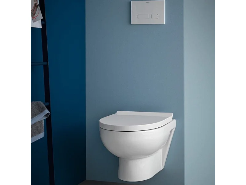 Pack WC suspendu sans bride DURAVIT Duravit No.1 avec abattant frein de chute + bati support SIAMP + Plaque de commande chromée