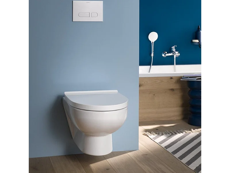 Pack WC suspendu sans bride DURAVIT Duravit No.1 avec abattant frein de chute + bati support SIAMP + Plaque de commande chromée
