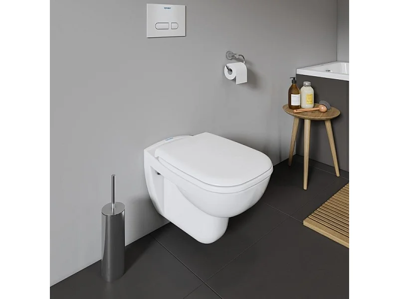 Pack WC suspendu DURAVIT D-code avec abattant + bati support SIAMP + Plaque de commande chromée