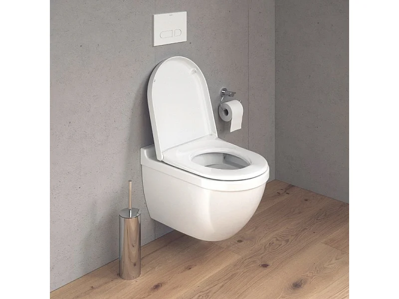 Pack WC suspendu sans bride DURAVIT Starck 3 avec abattant frein de chute + bati support SIAMP + Plaque de commande blanche
