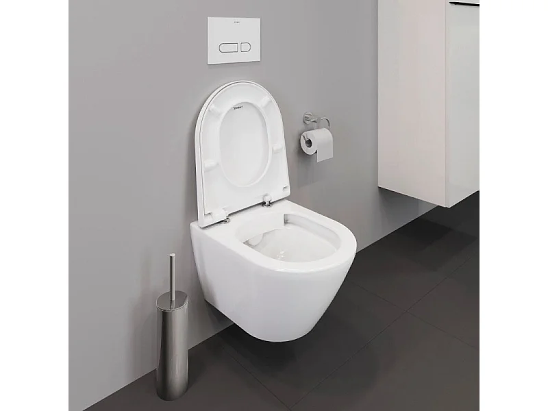 Pack WC suspendu compact sans bride DURAVIT D-Neo avec abattant frein de chute + bati support SIAMP + Plaque de commande blanche