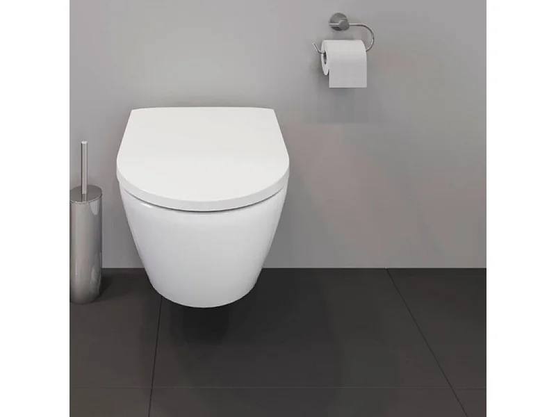 Pack WC suspendu compact sans bride DURAVIT D-Neo avec abattant frein de chute + bati support SIAMP + Plaque de commande blanche