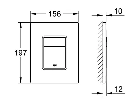 Pack WC sans bride Bau Ceramic slim avec abattant + Bâti support SL Rapid + Plaque de commande carré chromé
