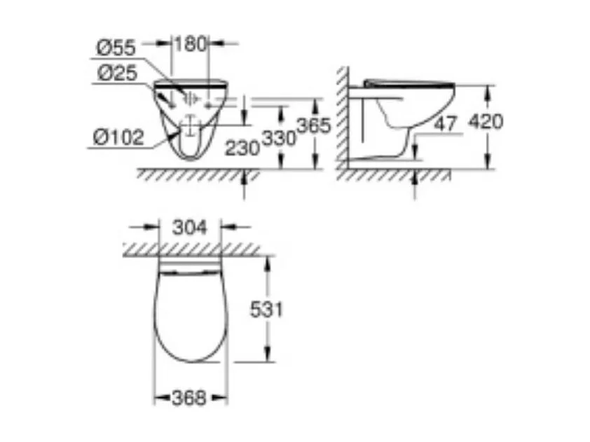 Pack WC sans bride Bau Ceramic avec abattant slim + Bâti support WC Rapid SL + plaque de commande Start ovale blanc alpin Grohe