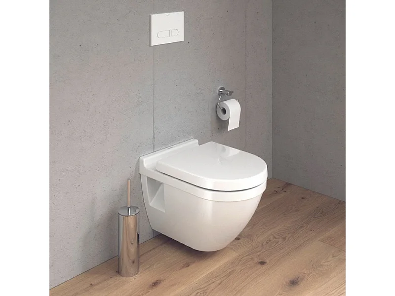 Pack WC suspendu DURAVIT Starck 3 avec abattant frein de chute + bati support SIAMP + Plaque de commande blanche