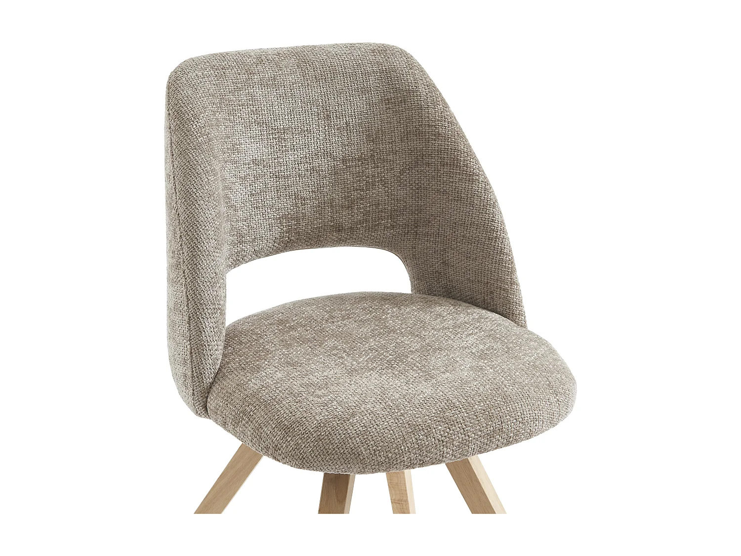 Stuhl 6er-Set - Stoff & Kautschukholz - Taupe - VESIANI