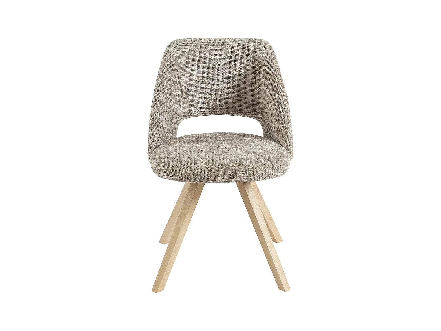 Lot de 6 chaises en tissu et bois d'hévéa - Taupe - VESIANI