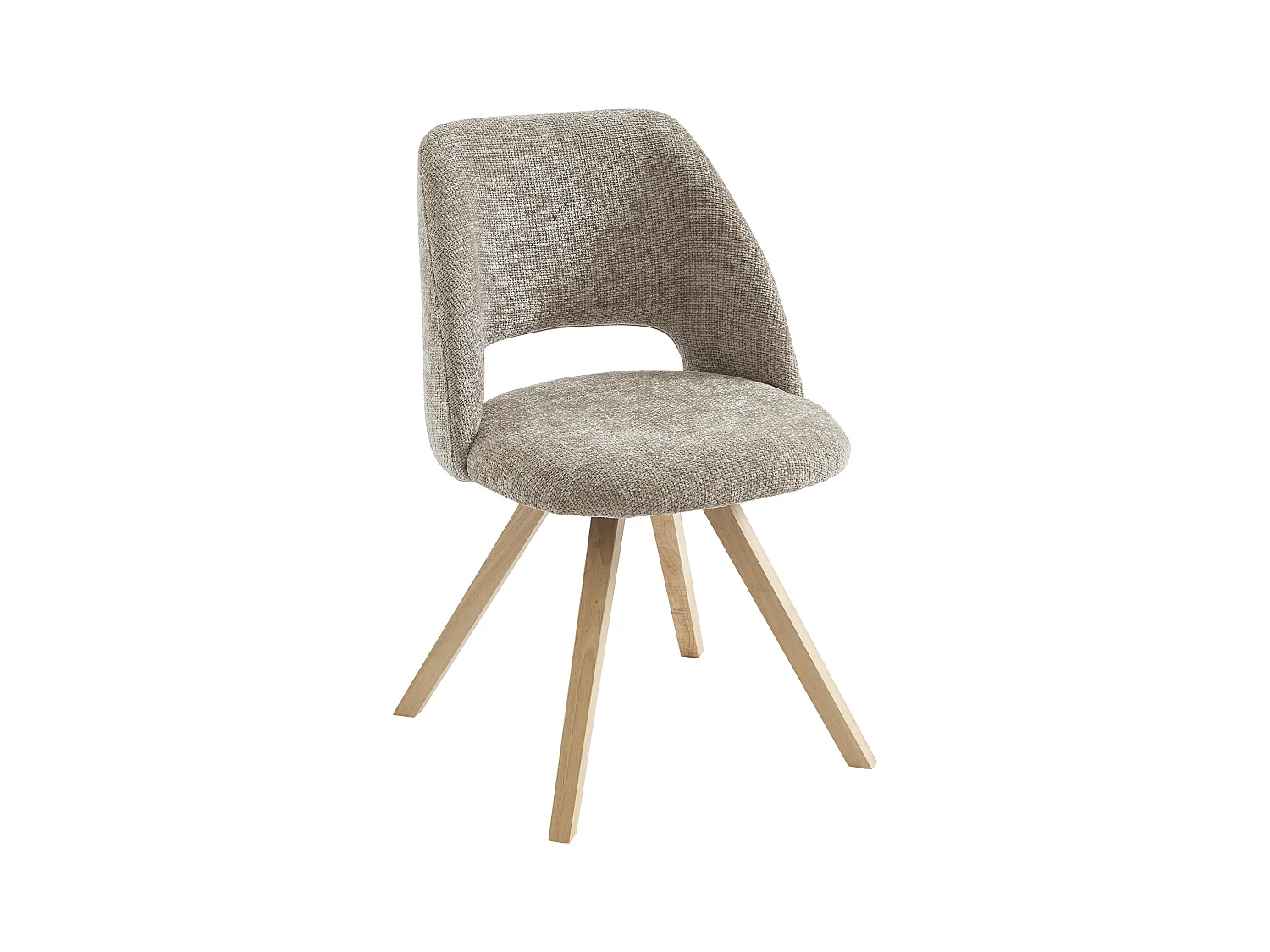 Lot de 6 chaises en tissu et bois d'hévéa - Taupe - VESIANI