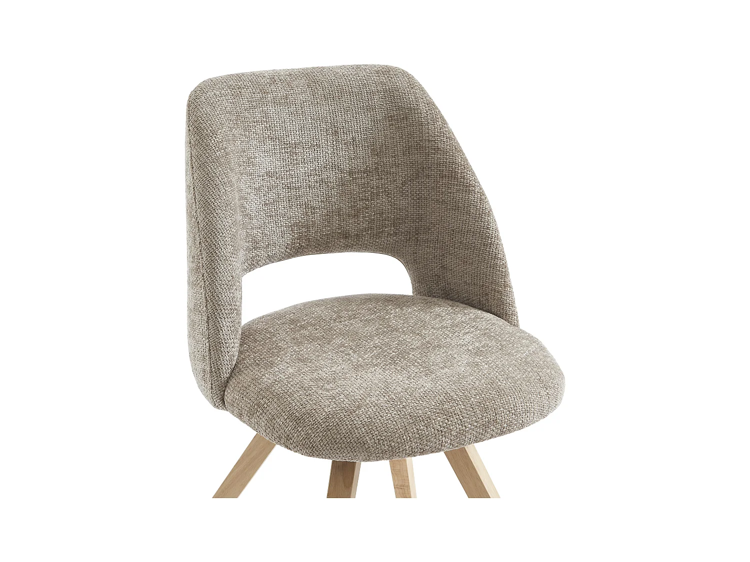 Lot de 6 chaises en tissu et bois d'hévéa - Taupe - VESIANI