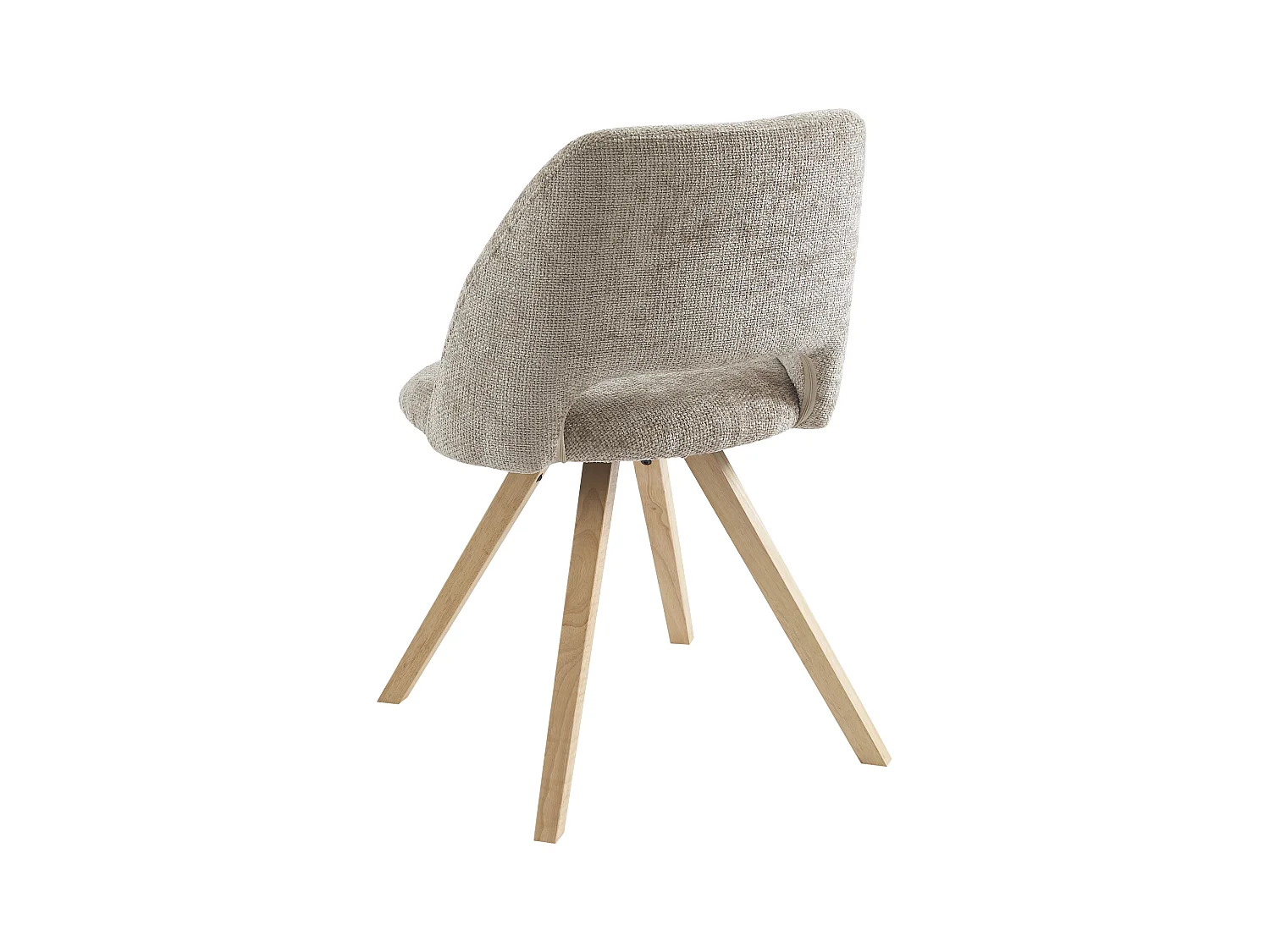 Lot de 6 chaises en tissu et bois d'hévéa - Taupe - VESIANI