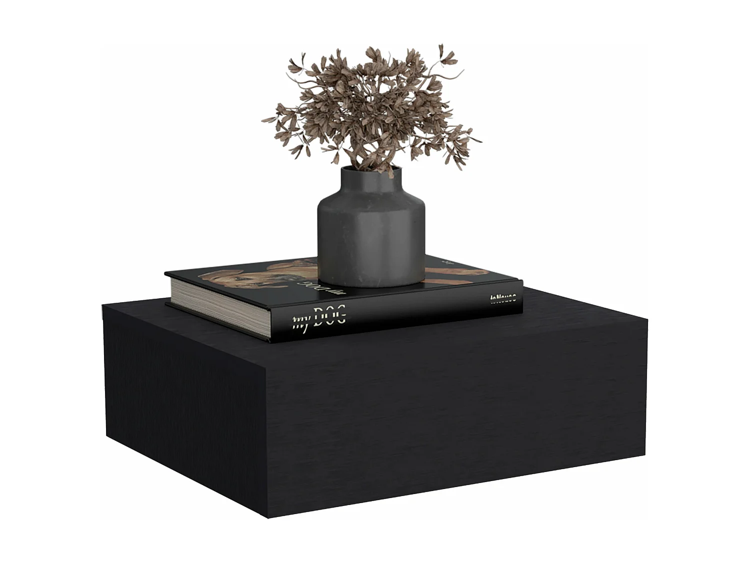 Comodino galleggiante Milano in melamina con un cassetto con guide metalliche , 13 cm X 40 cm X 34.1 cm , Nero