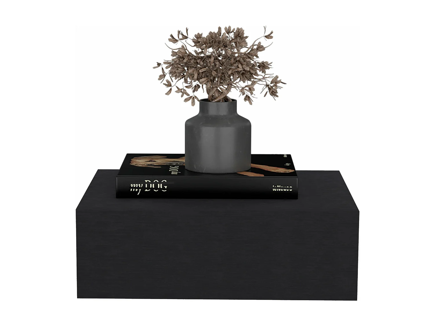 Mesita de noche flotante Milano en melamina con un cajon de riel metalico , 13 cm  X 40 cm  X 34.1 cm  , Negro