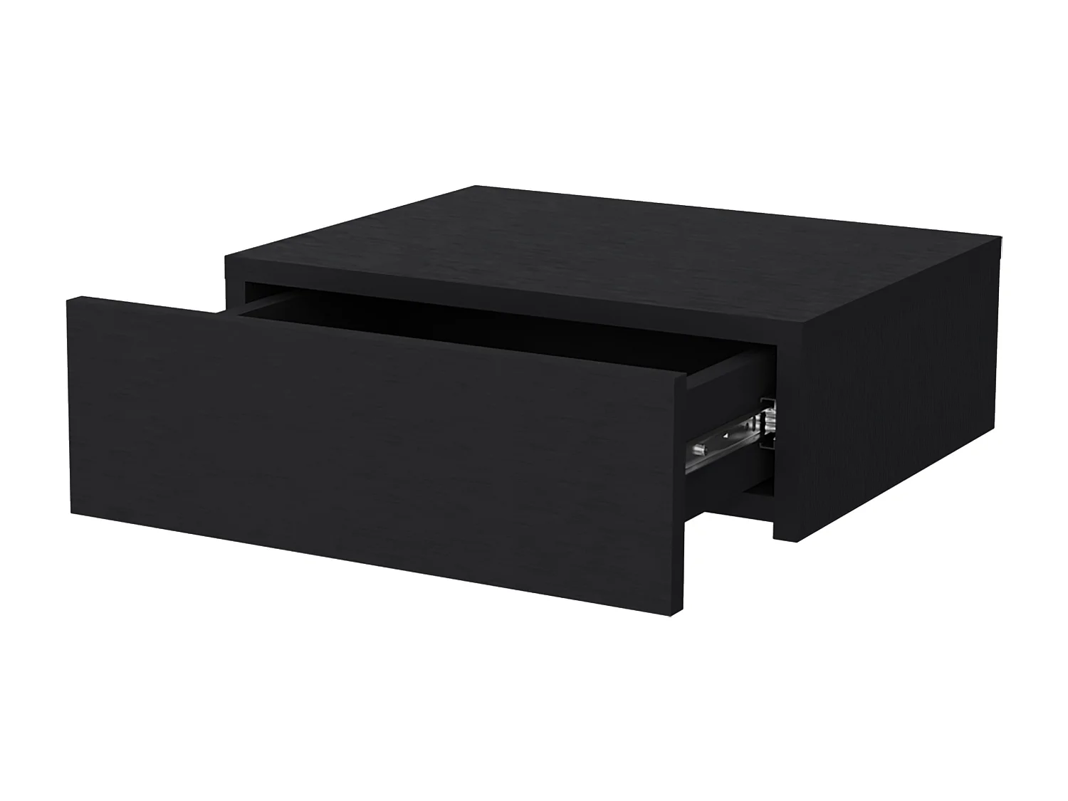 Mesita de noche flotante Milano en melamina con un cajon de riel metalico , 13 cm  X 40 cm  X 34.1 cm  , Negro