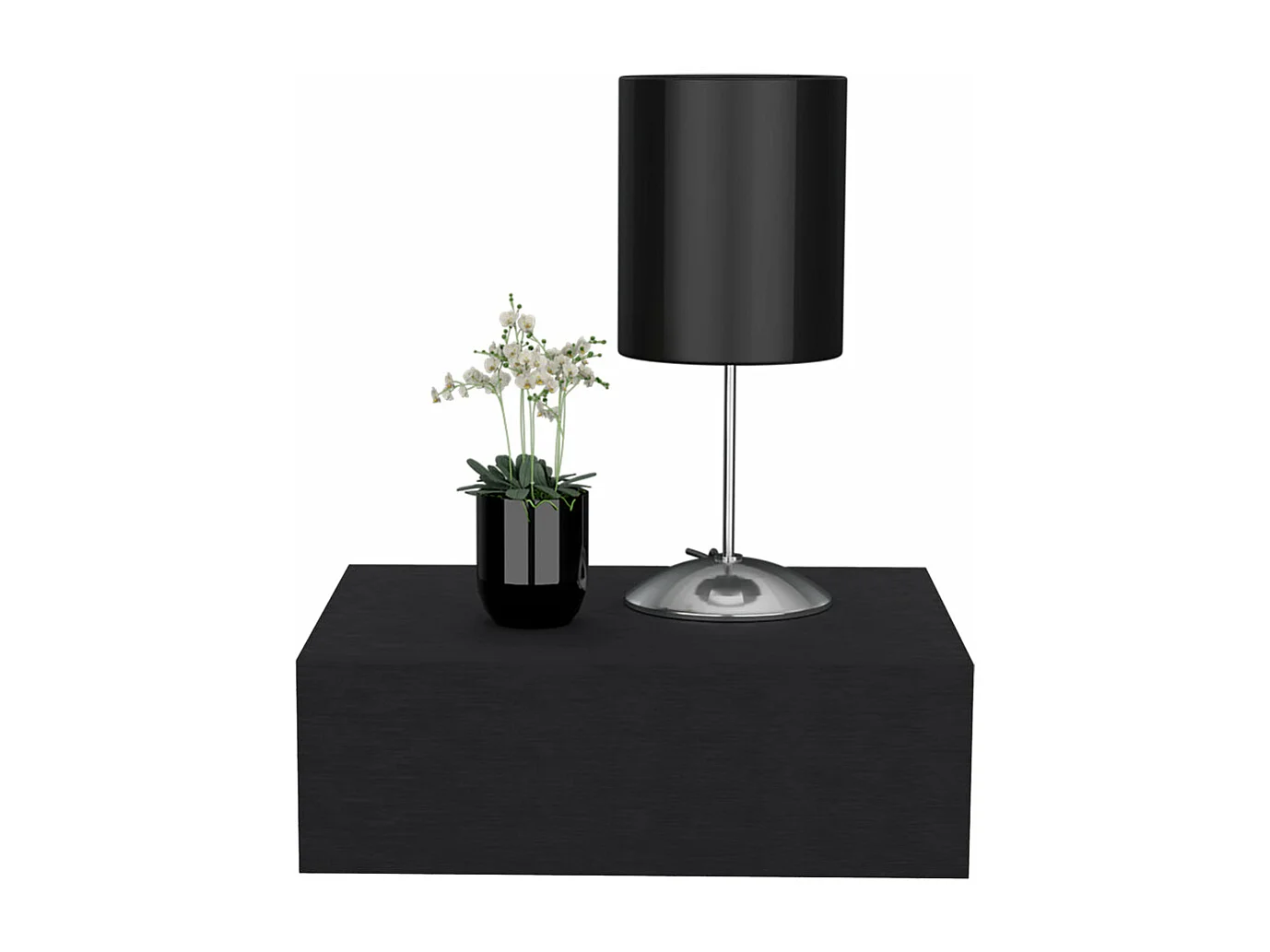 Mesita de noche flotante Milano en melamina con un cajon de riel metalico , 13 cm  X 40 cm  X 34.1 cm  , Negro