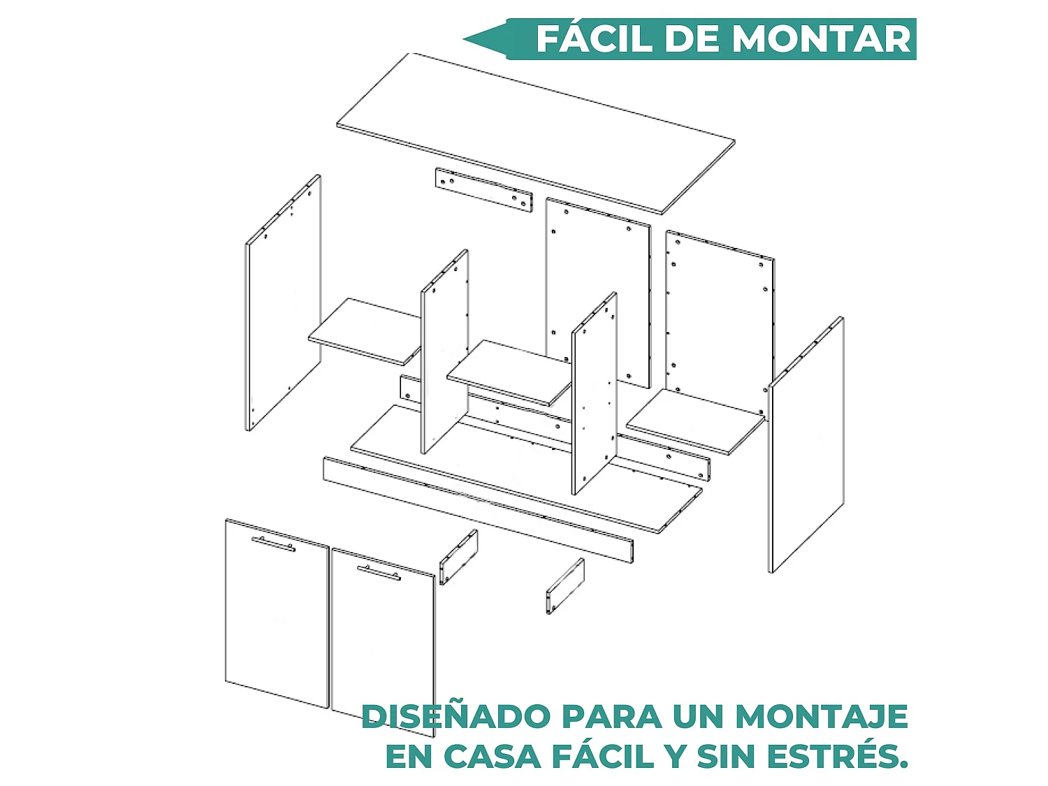 Isola da cucina Juniper da 150 cm con 2 ante, wengé e bianco Ibiza