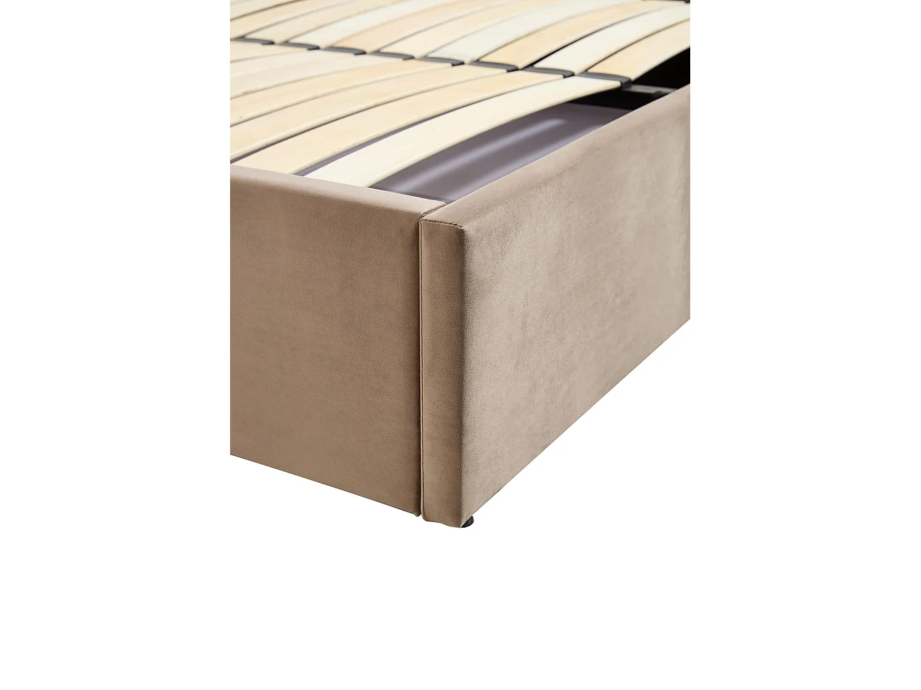 Lit 2 places 160x200 cm avec tête de lit en velours beige Souls