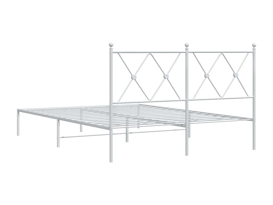 Bedframe met hoofdbord metaal wit 140x200 cm