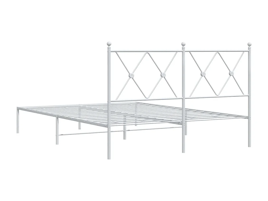 Bedframe met hoofdbord metaal wit 140x200 cm