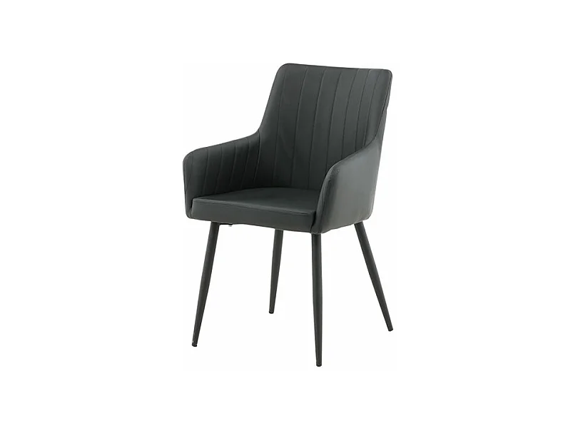Comfort chaise de salle à manger avec accoudoirs cuir PU noir.