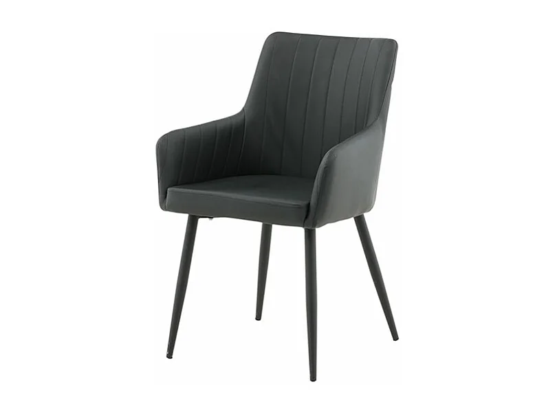 Comfort chaise de salle à manger avec accoudoirs cuir PU noir.