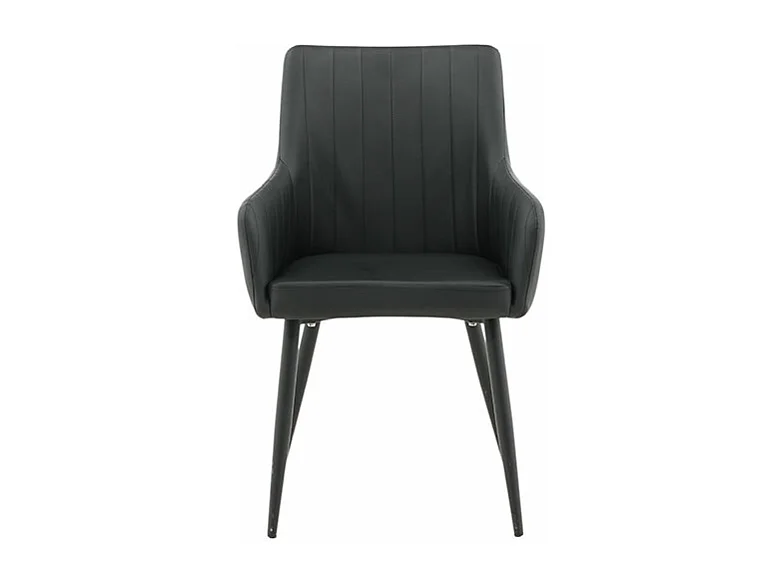 Comfort chaise de salle à manger avec accoudoirs cuir PU noir.