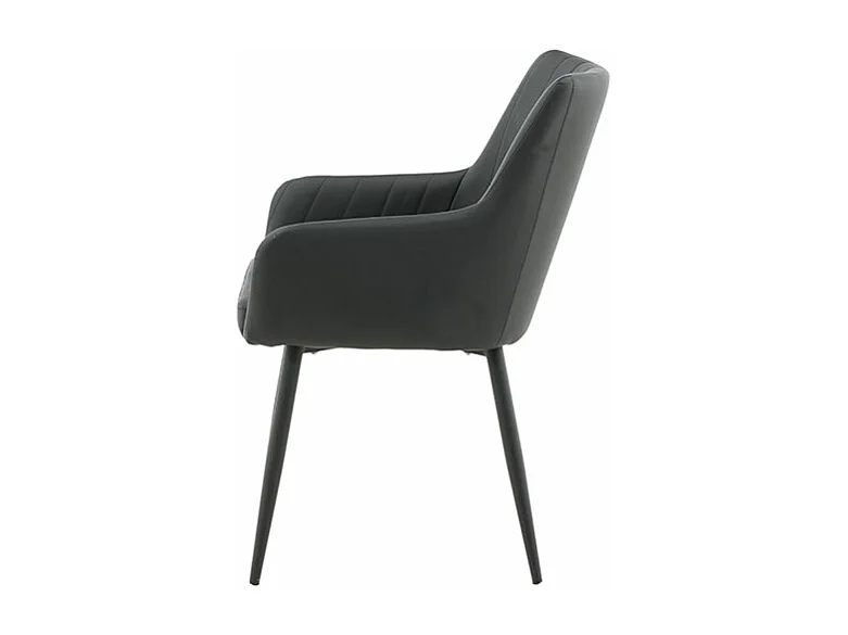 Comfort chaise de salle à manger avec accoudoirs cuir PU noir.